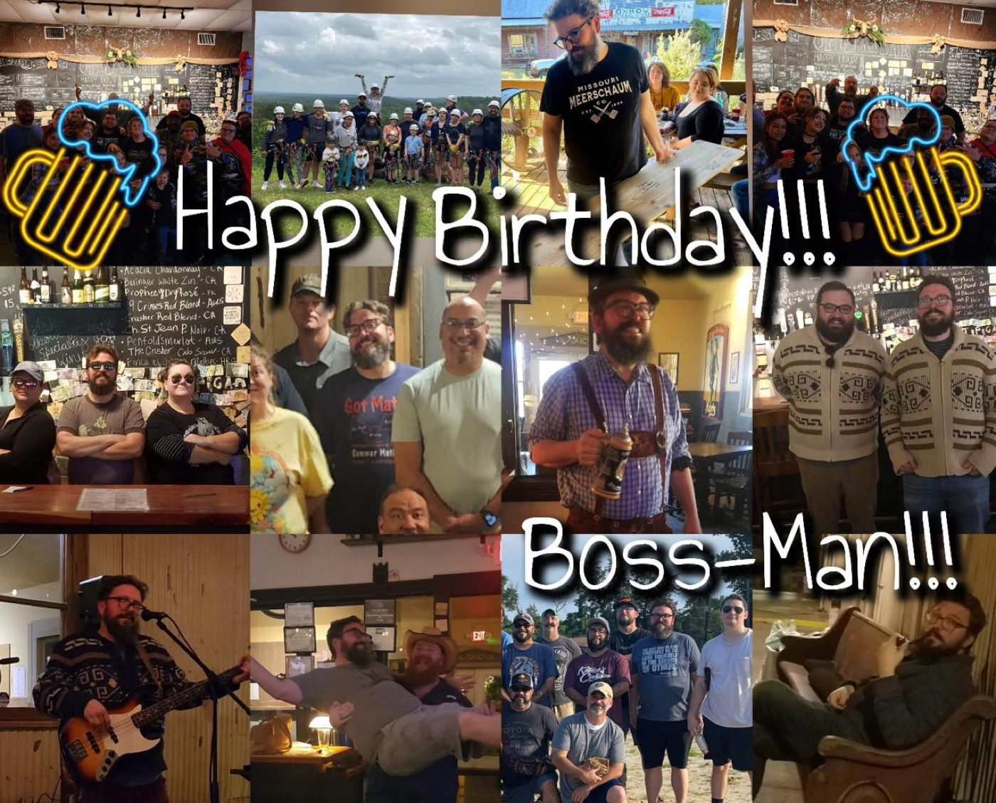 Birthday celebration collage at Pint & Barrel