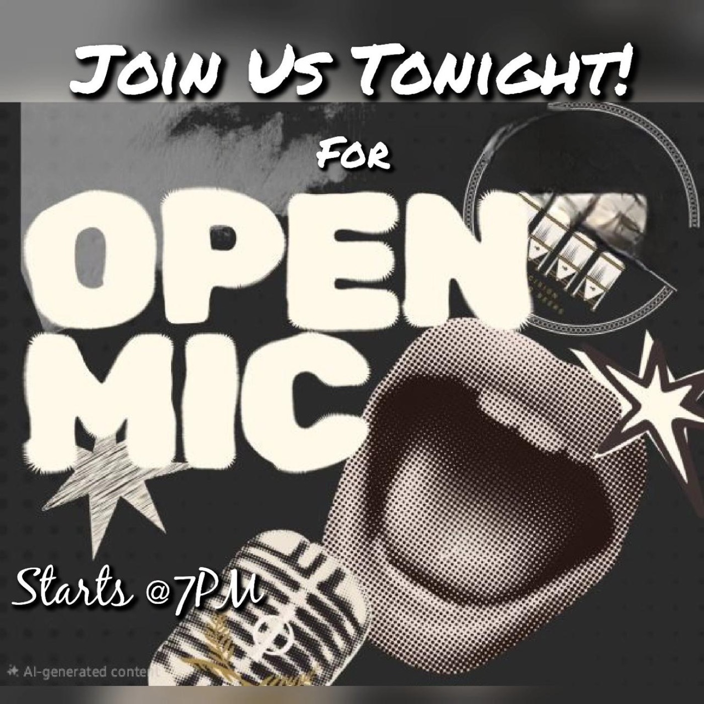 Open mic event poster at Pint & Barrel